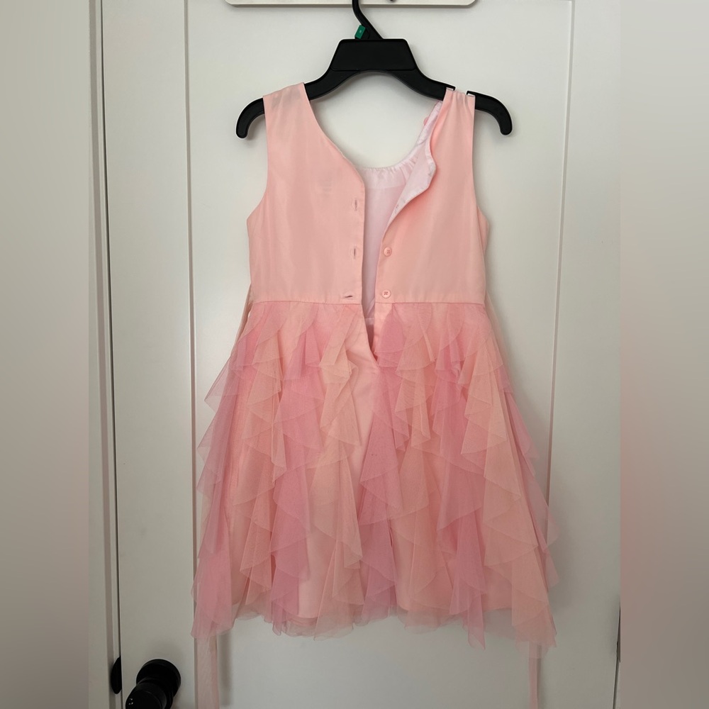 Joan Michelle Girls Pink Tulle Lace Floral Embroidered Party Dresses - Picture 9 of 10